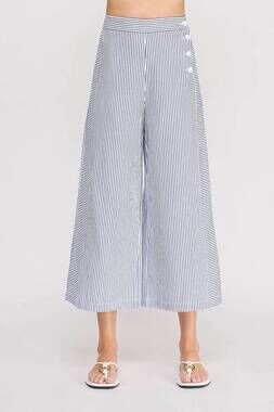 NEW ALLIE ROSE olga seersucker pants in navy pinstripe